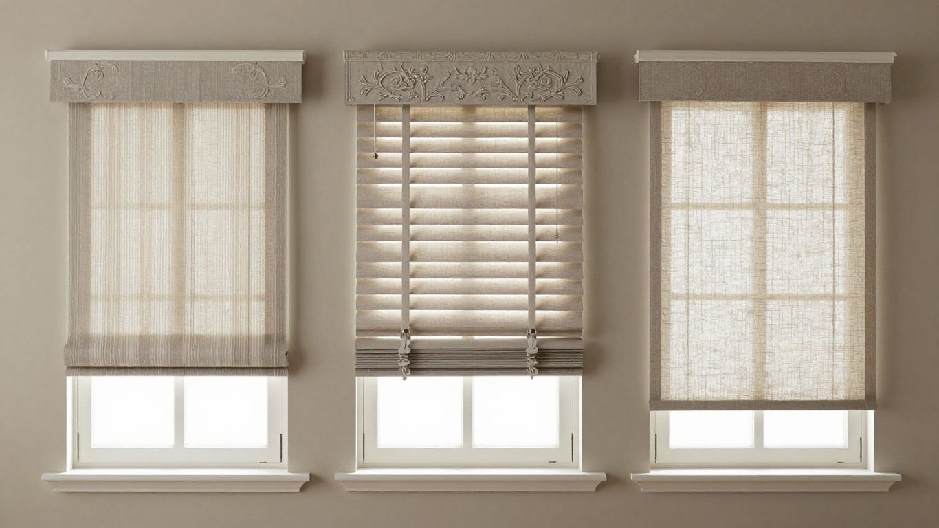 Blinds, shutters, and shades for window treatments.