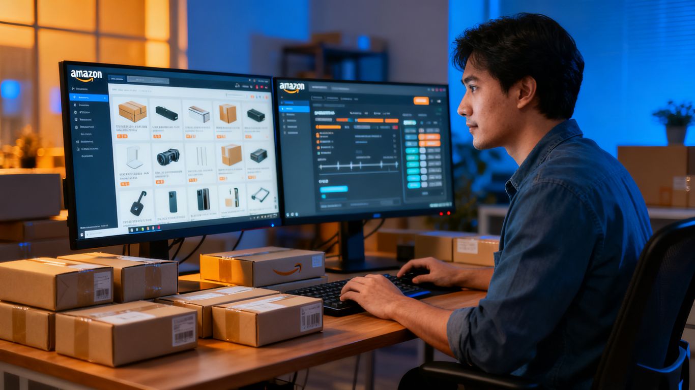 Amazon seller reviewing bids and product listings
