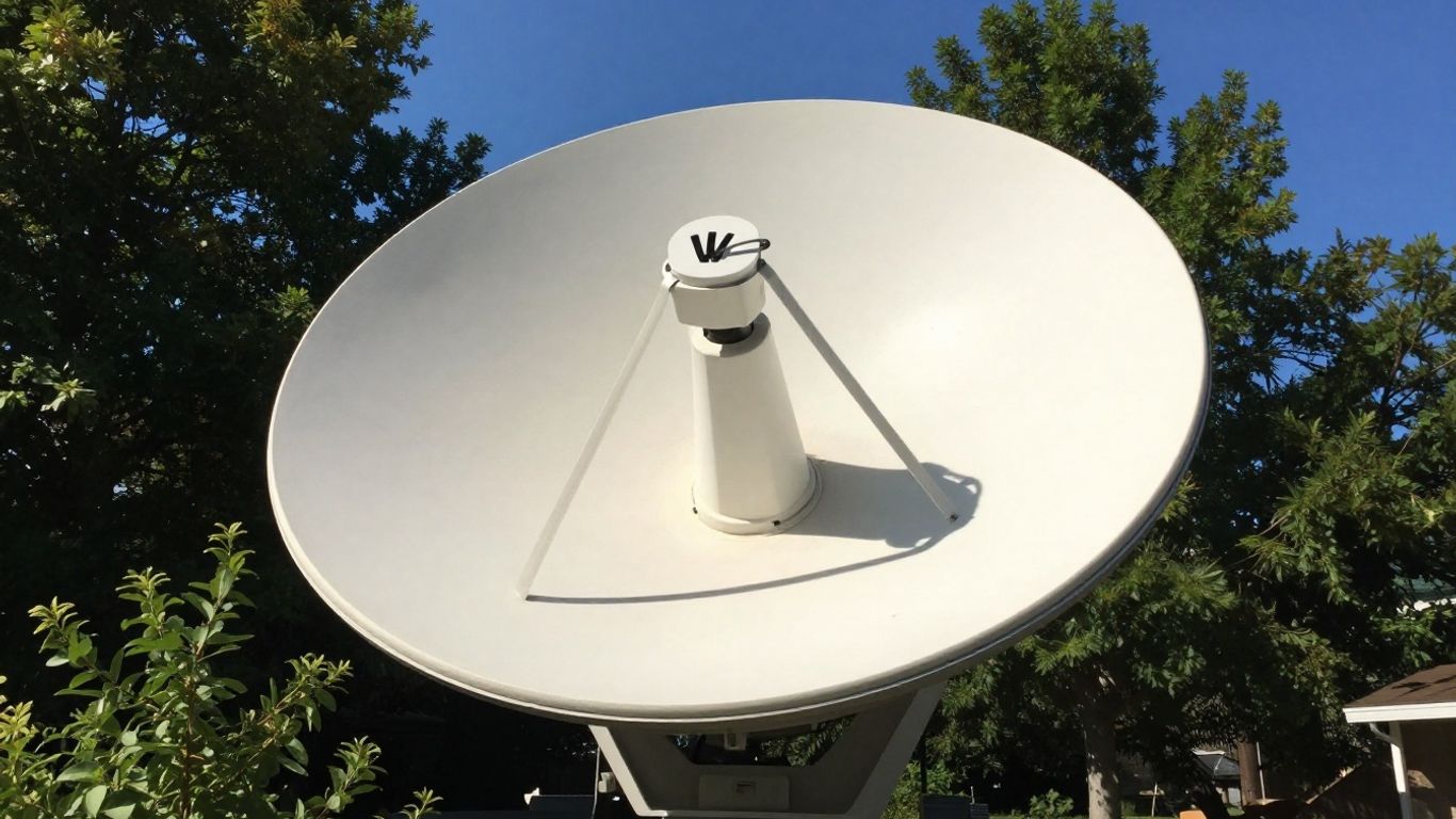 Starlink dish under bright summer sun, optimized for speed.