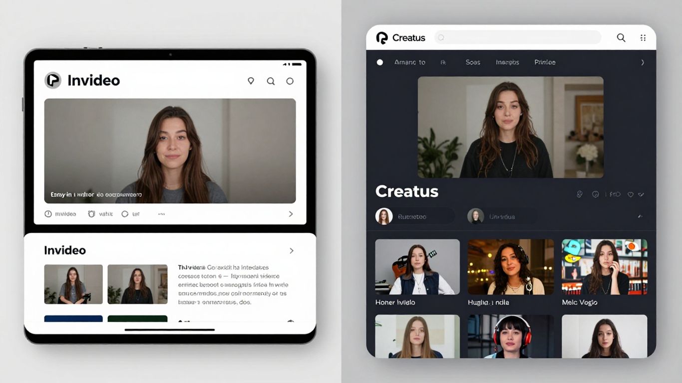InVideo vs Creatus interfaces for music video creation.
