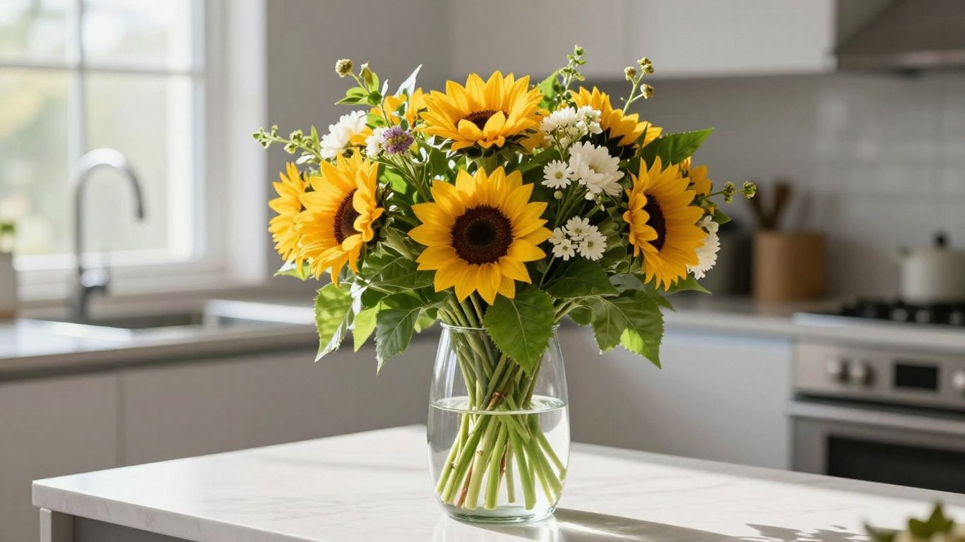 Fresh flowers in a clear vase