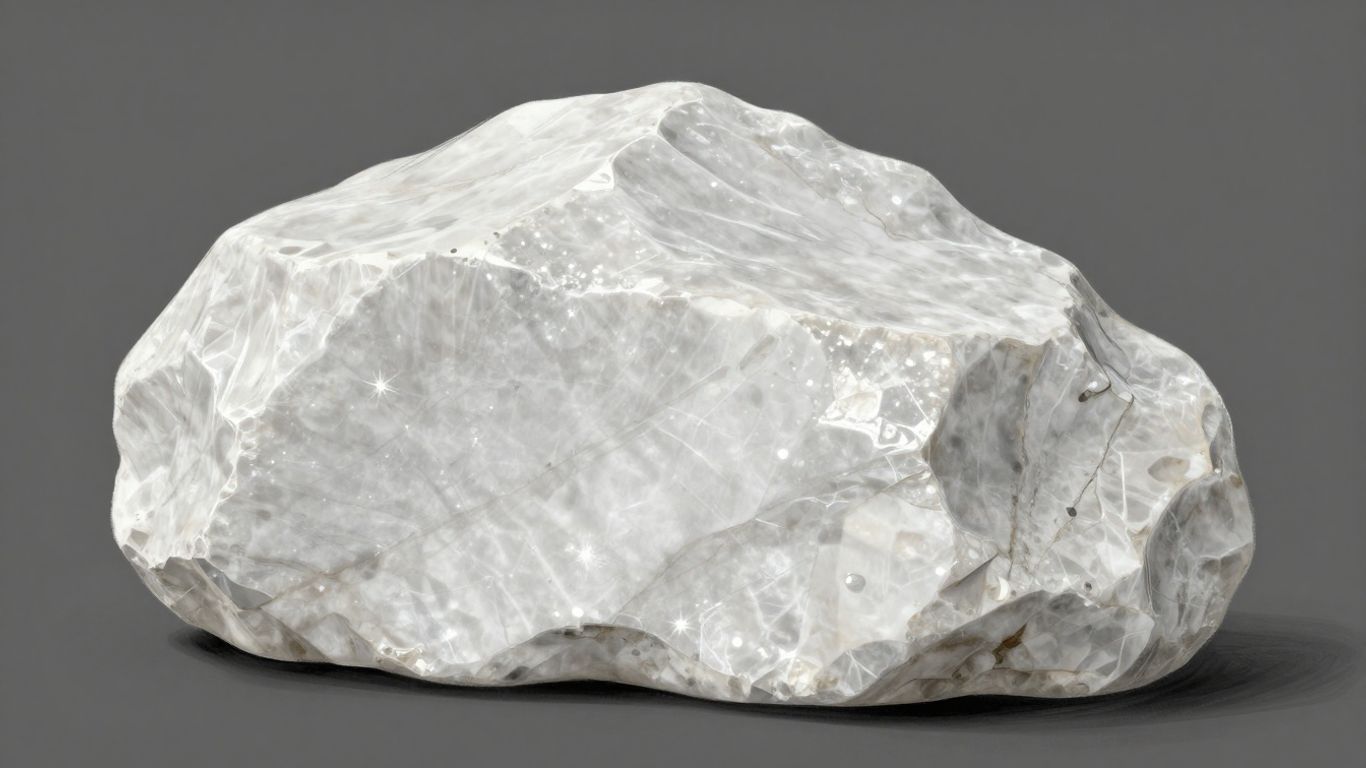 Sparkling Thassos marble with crystalline light reflections.