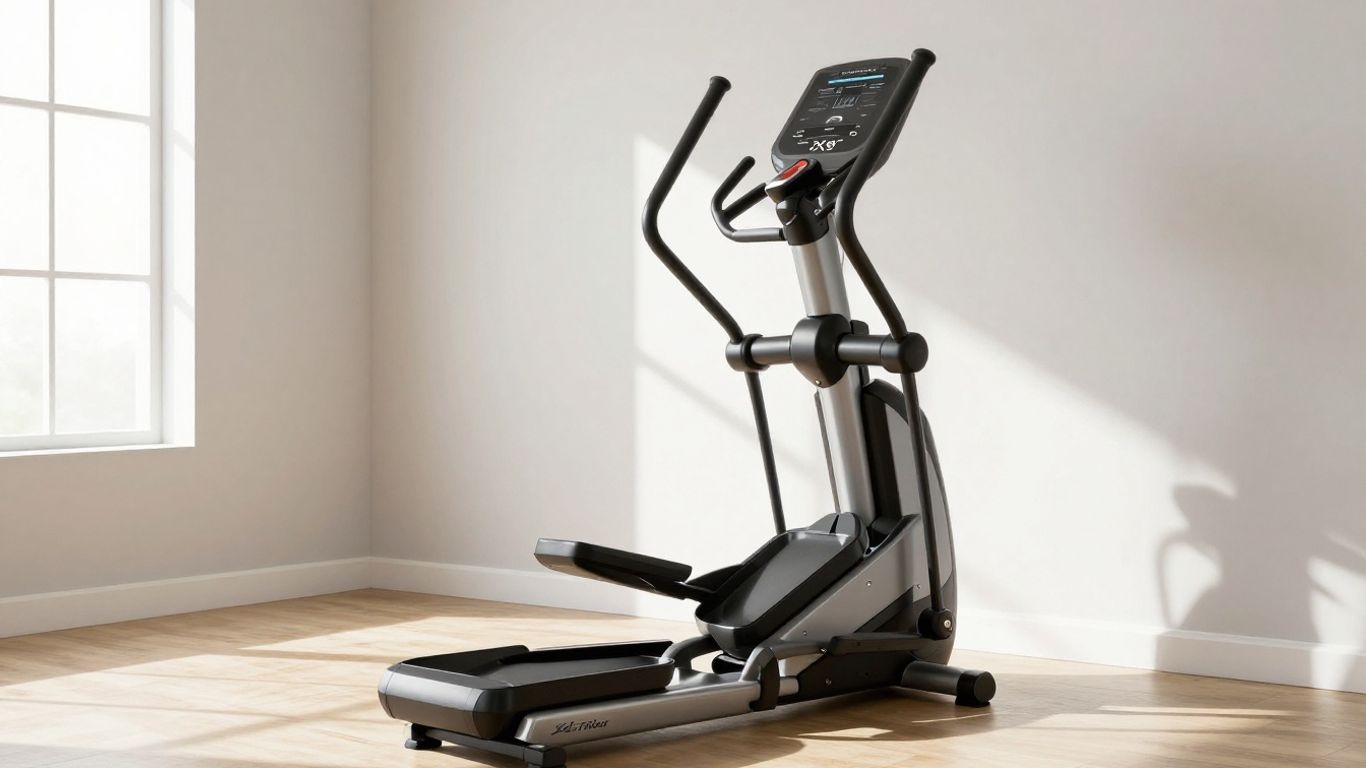 Life Fitness X9i elliptical cross-trainer in a home gym.