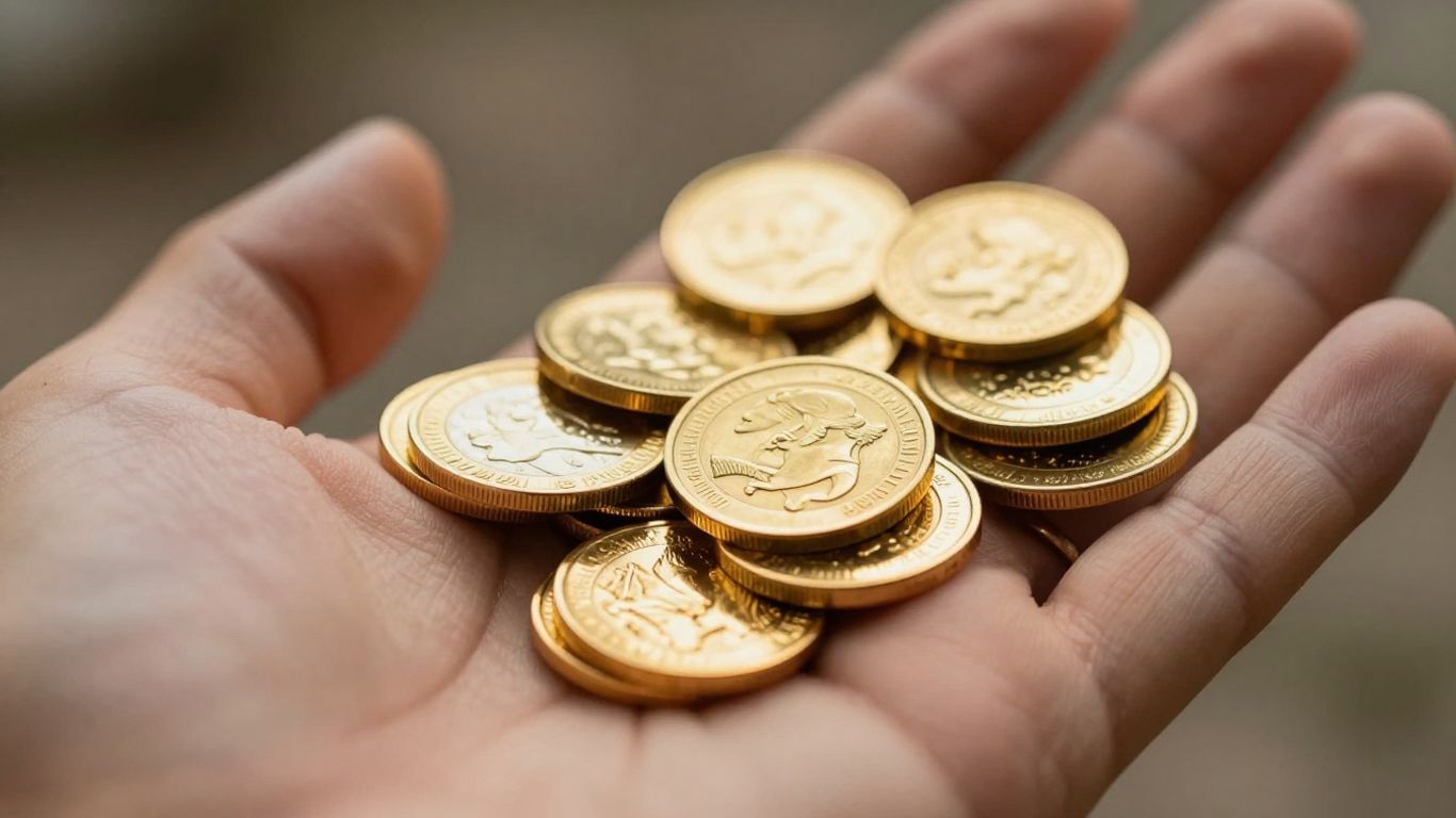 金手握著金幣和珠寶