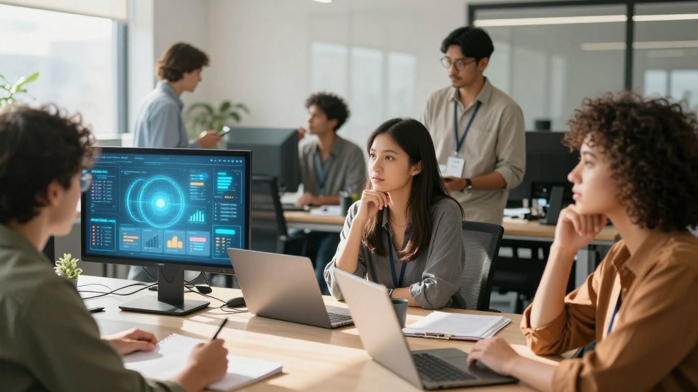 Small business owners in Australia considering AI benefits.
