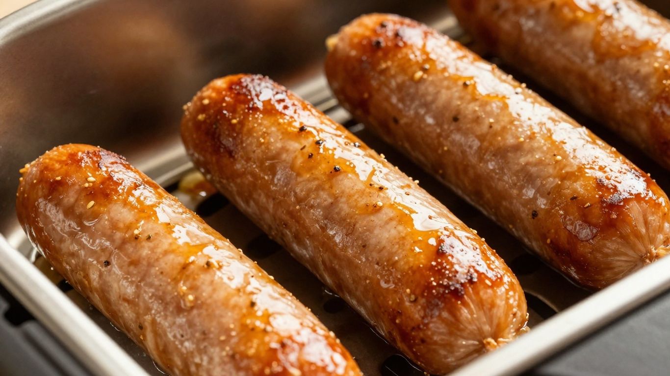 Air fryer Italian sausage, golden brown and juicy.