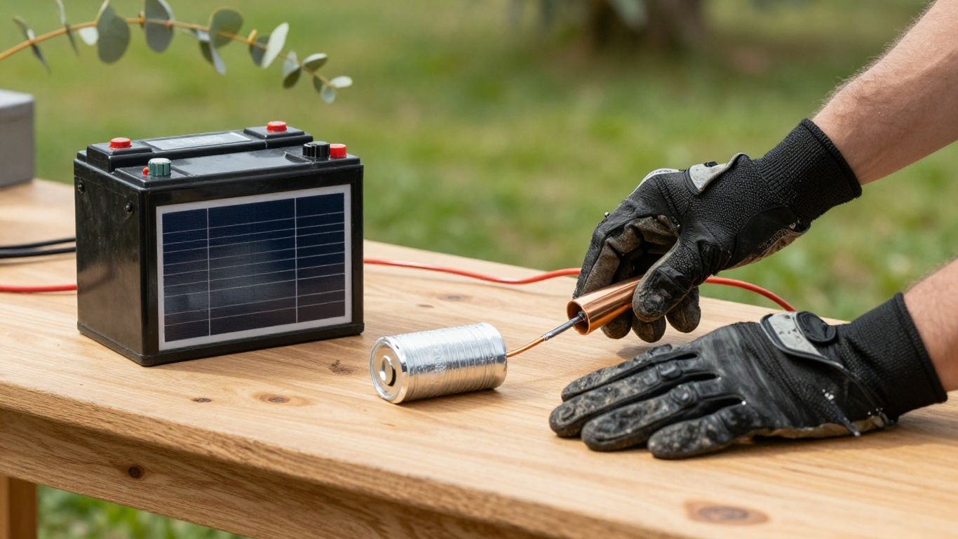 Lithium battery beside solar equipment
