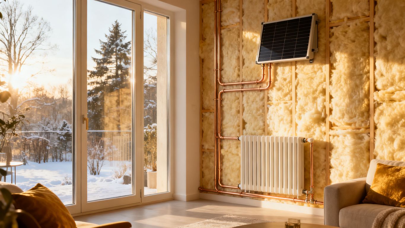 Radiateur solaire dans une maison lumineuse
