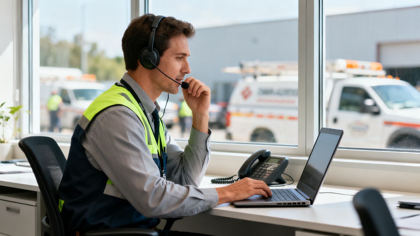 Dispatcher coordinating technicians across service locations