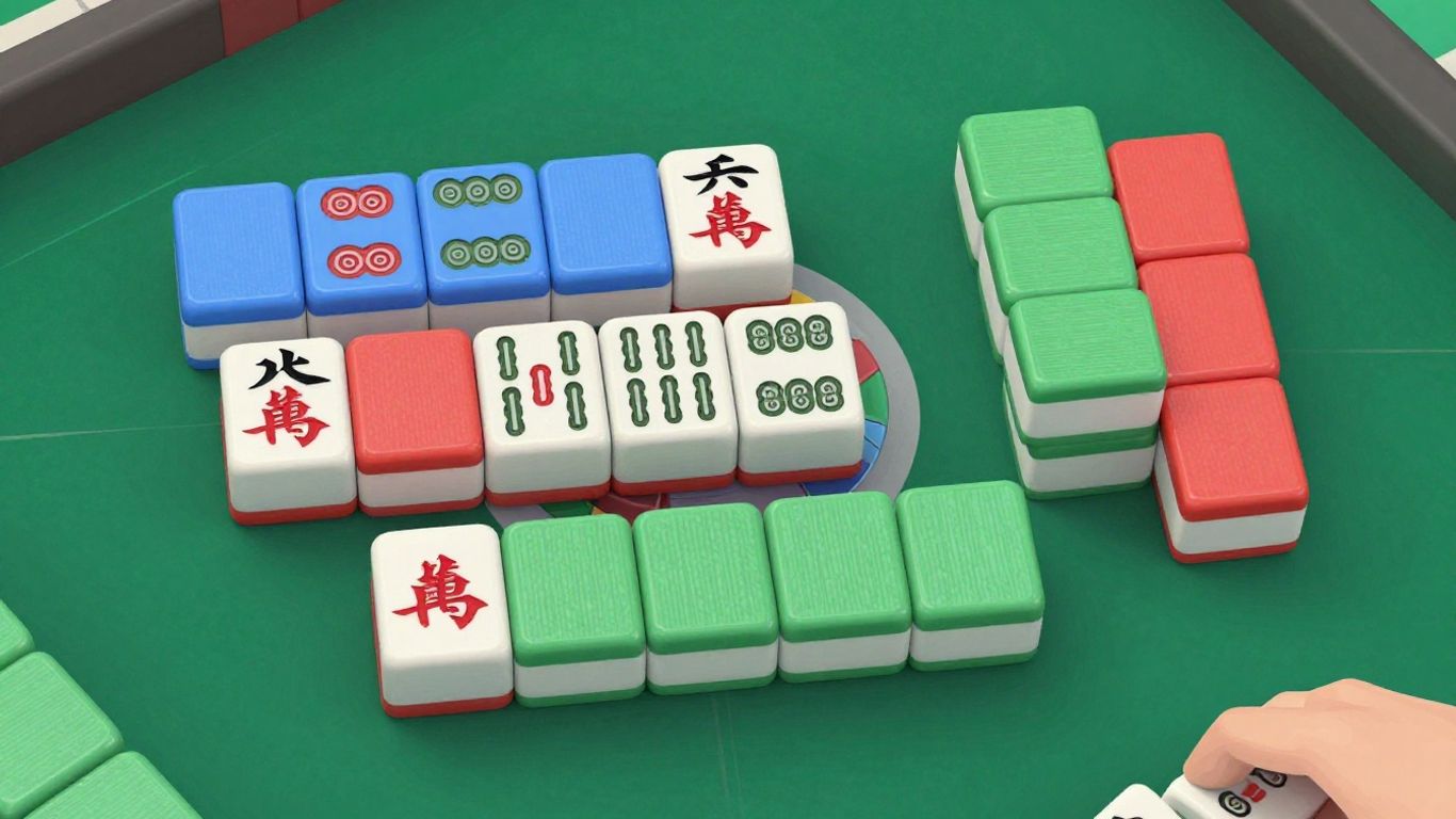 Mahjong tiles arranged for a game
