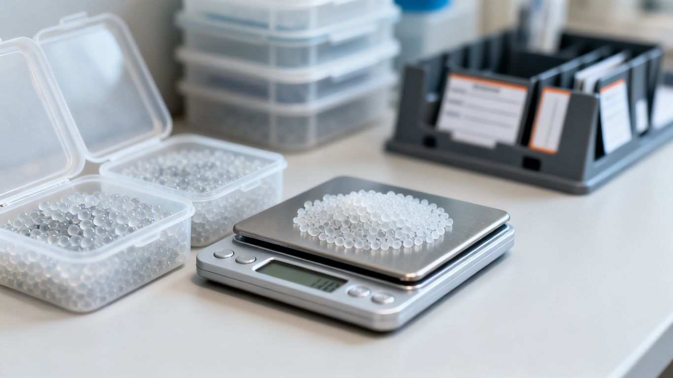 Measuring scale next to desiccant canisters
