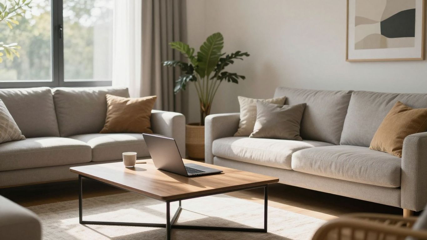 Casa moderna con luz natural y portátil.