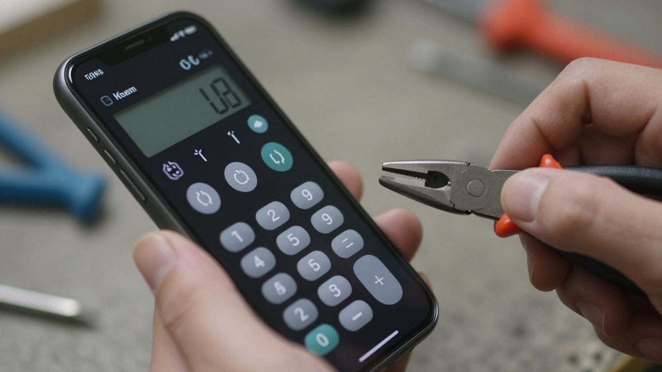 Smartphone electrician calculator app with tools.