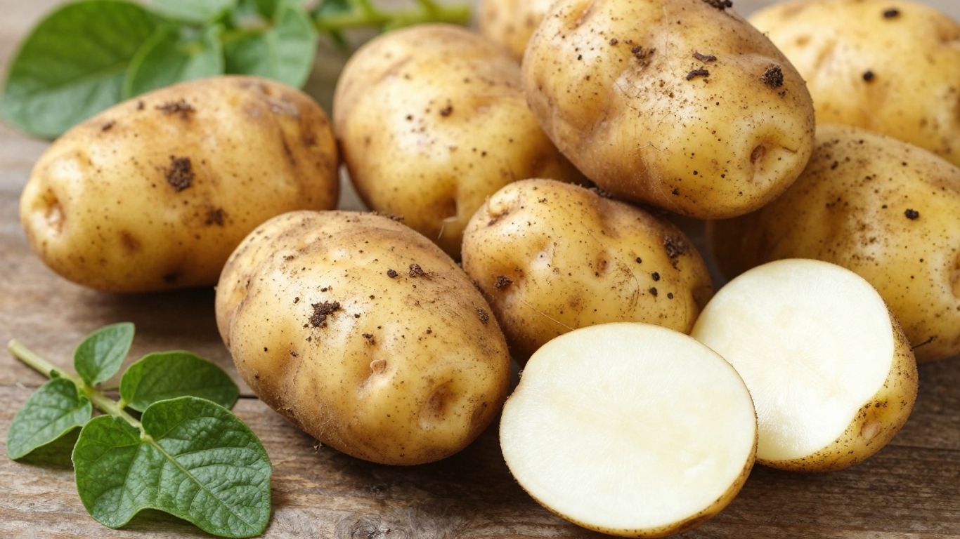 Biologische aardappelen met verse groene blaadjes