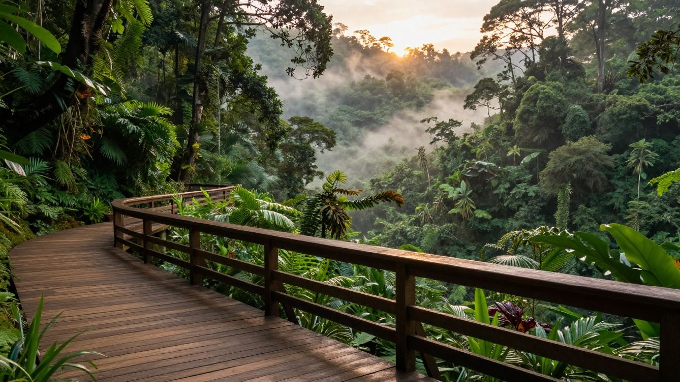 Forest view from a luxury mountain balcony