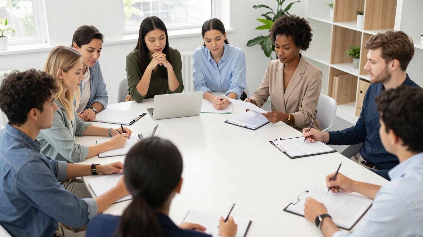 Team meeting for ethical marketing