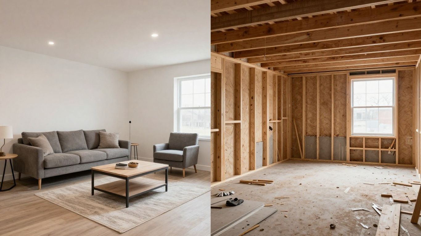 Basement remodel comparison: professional vs. DIY in Aurora, Ontario.