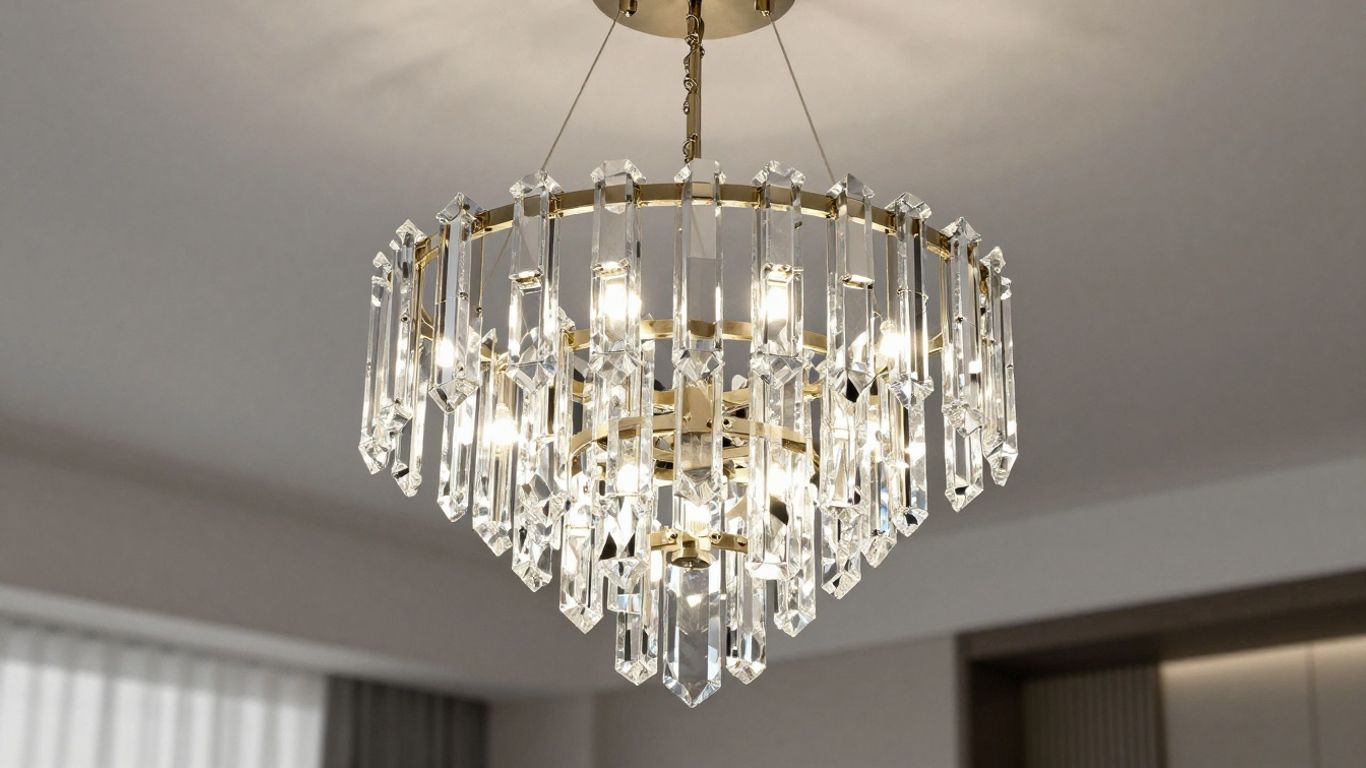 Contemporary chandelier in a modern living room