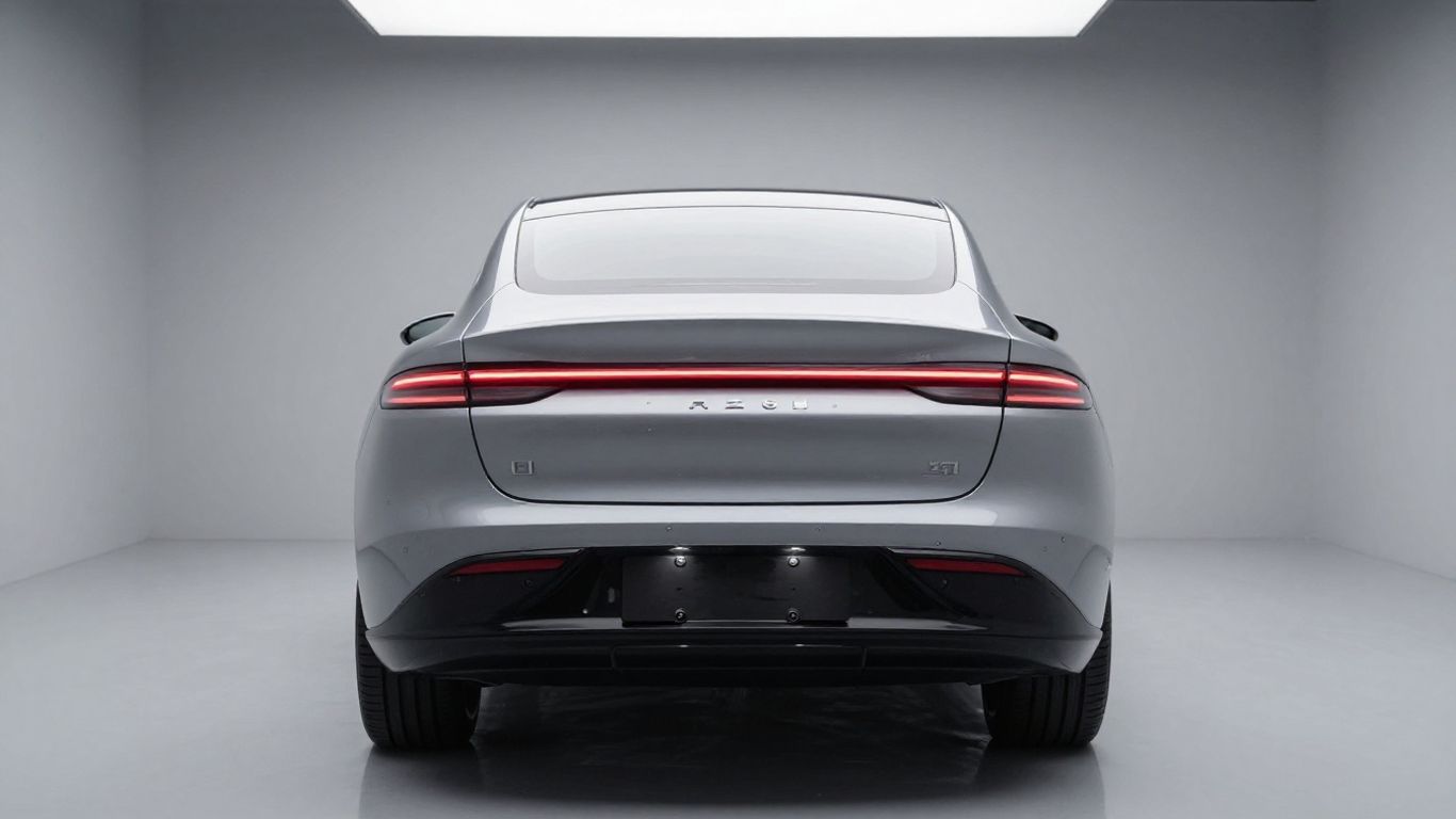 A sleek sedan rear with high-end tail lights