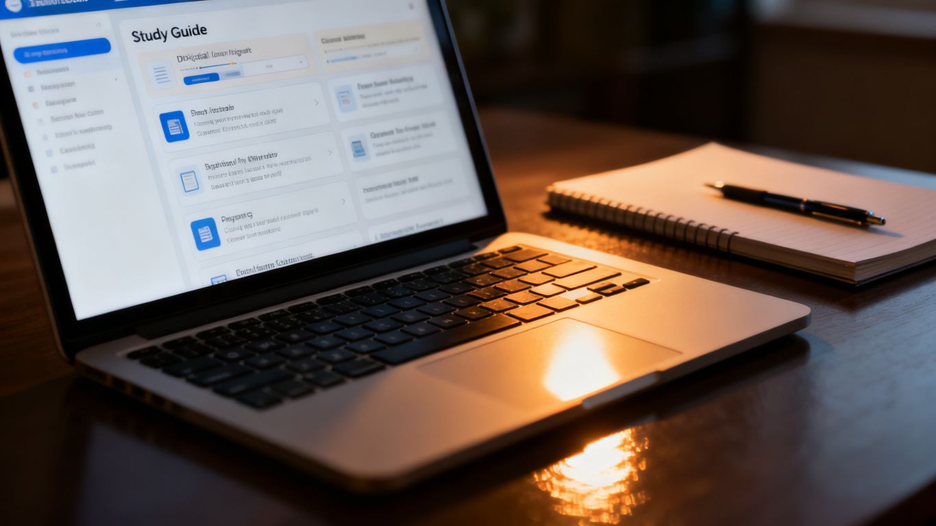 Digital study guide on a laptop screen.