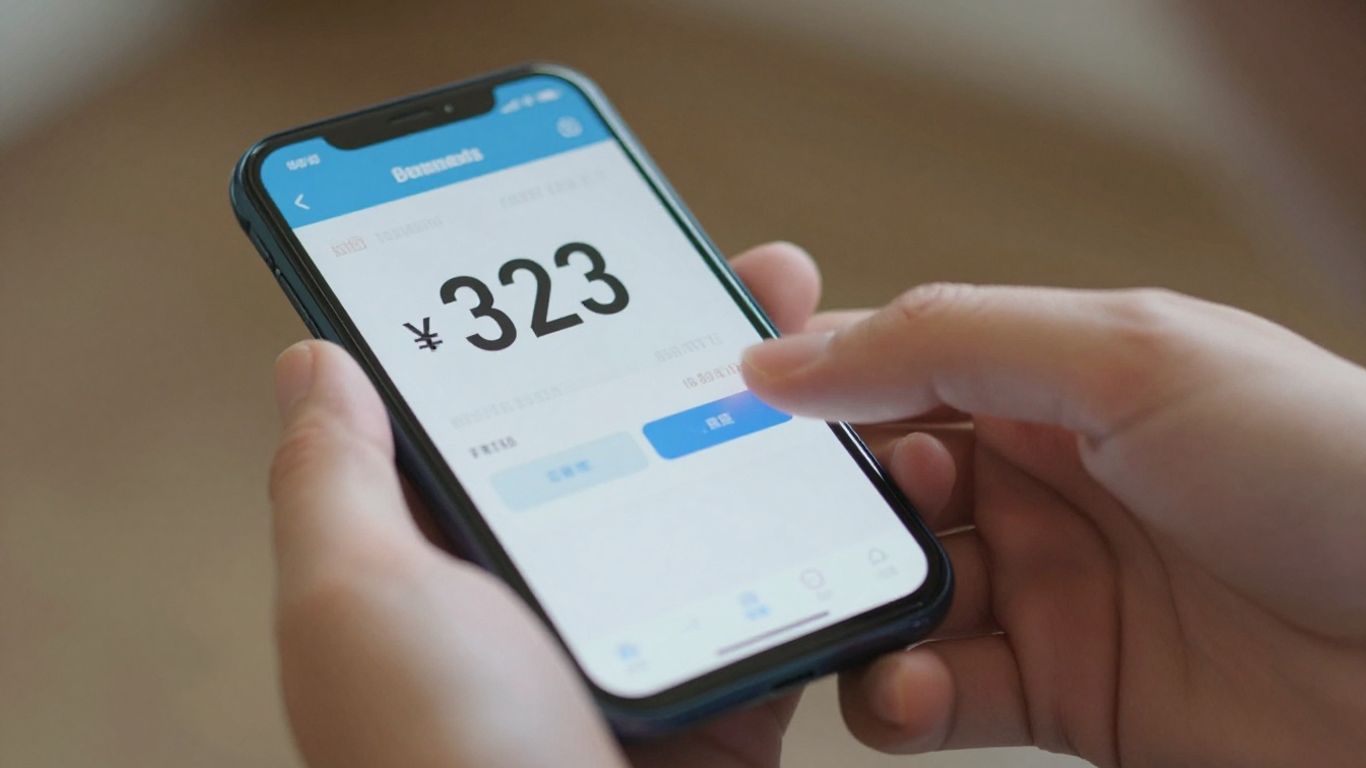 Hand hält Smartphone mit Preisschild