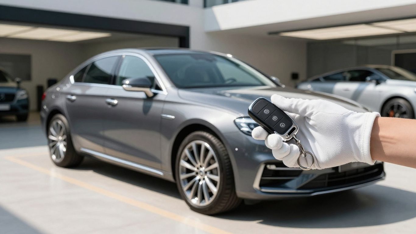 Luxury car and key, ready for service.
