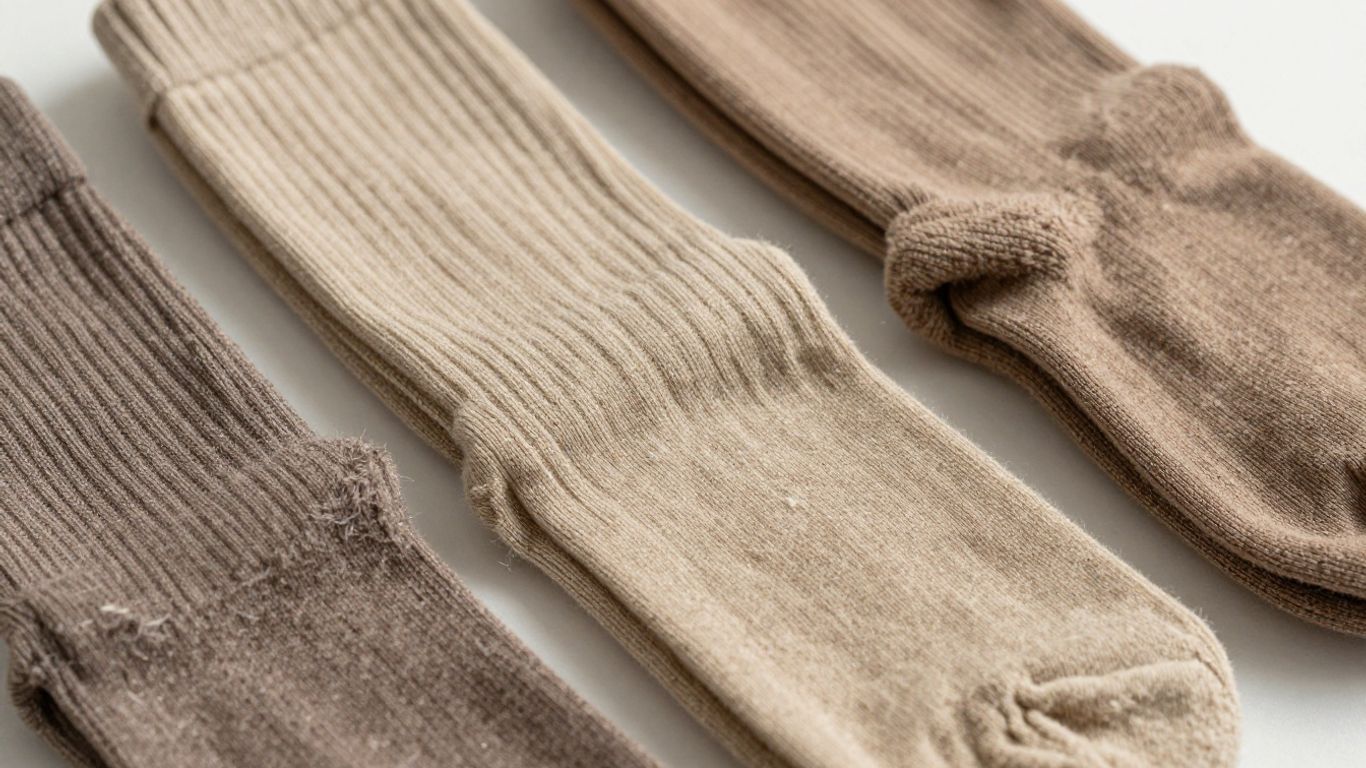 Merino wool work socks in various earthy tones.
