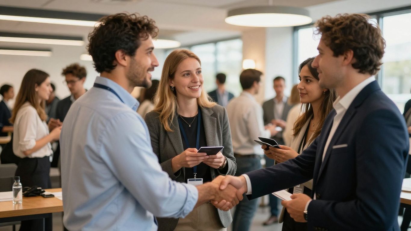Business professionals networking and making connections.