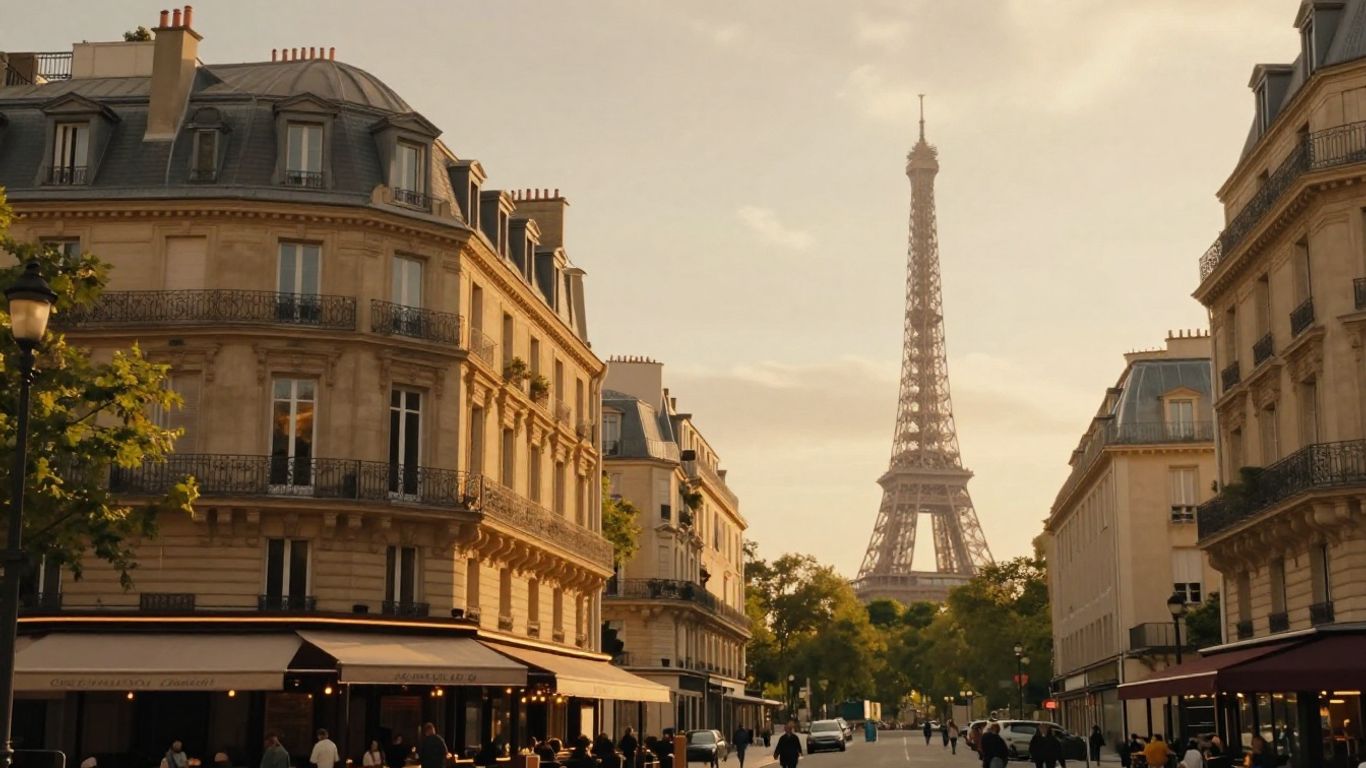 Paris rooftops and evening light