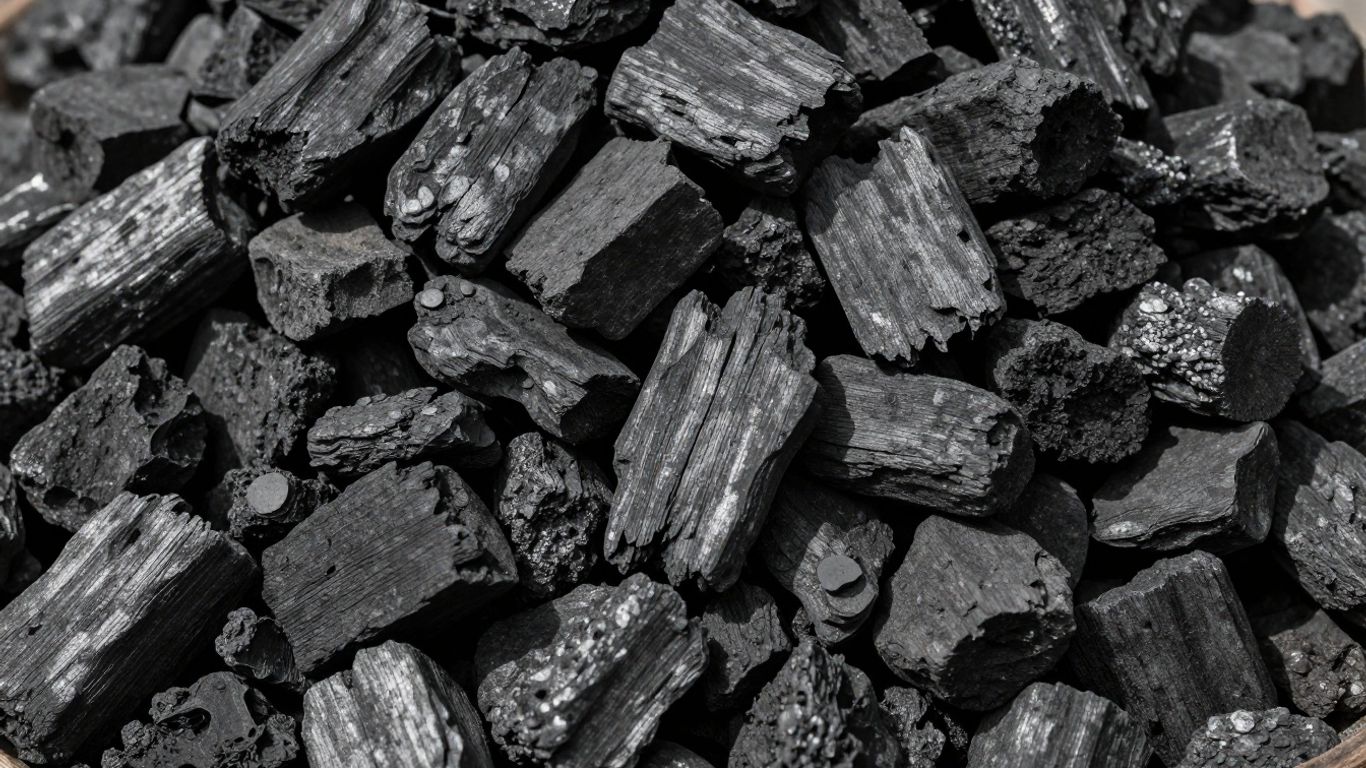 Pile of lump charcoal for wholesale purchase.
