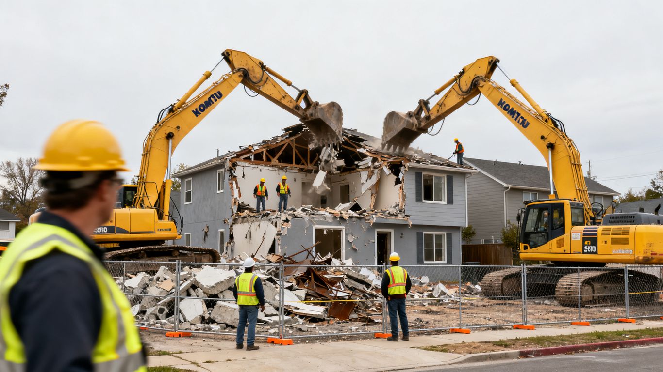 Controlled demolition of a residential house in LaFayette.