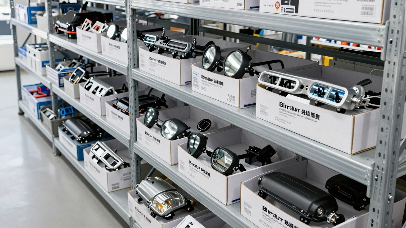 BYD parts supplier displaying organized vehicle components