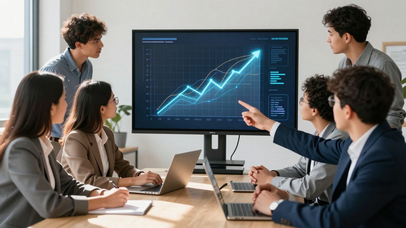 Marketing team planning business growth strategy.