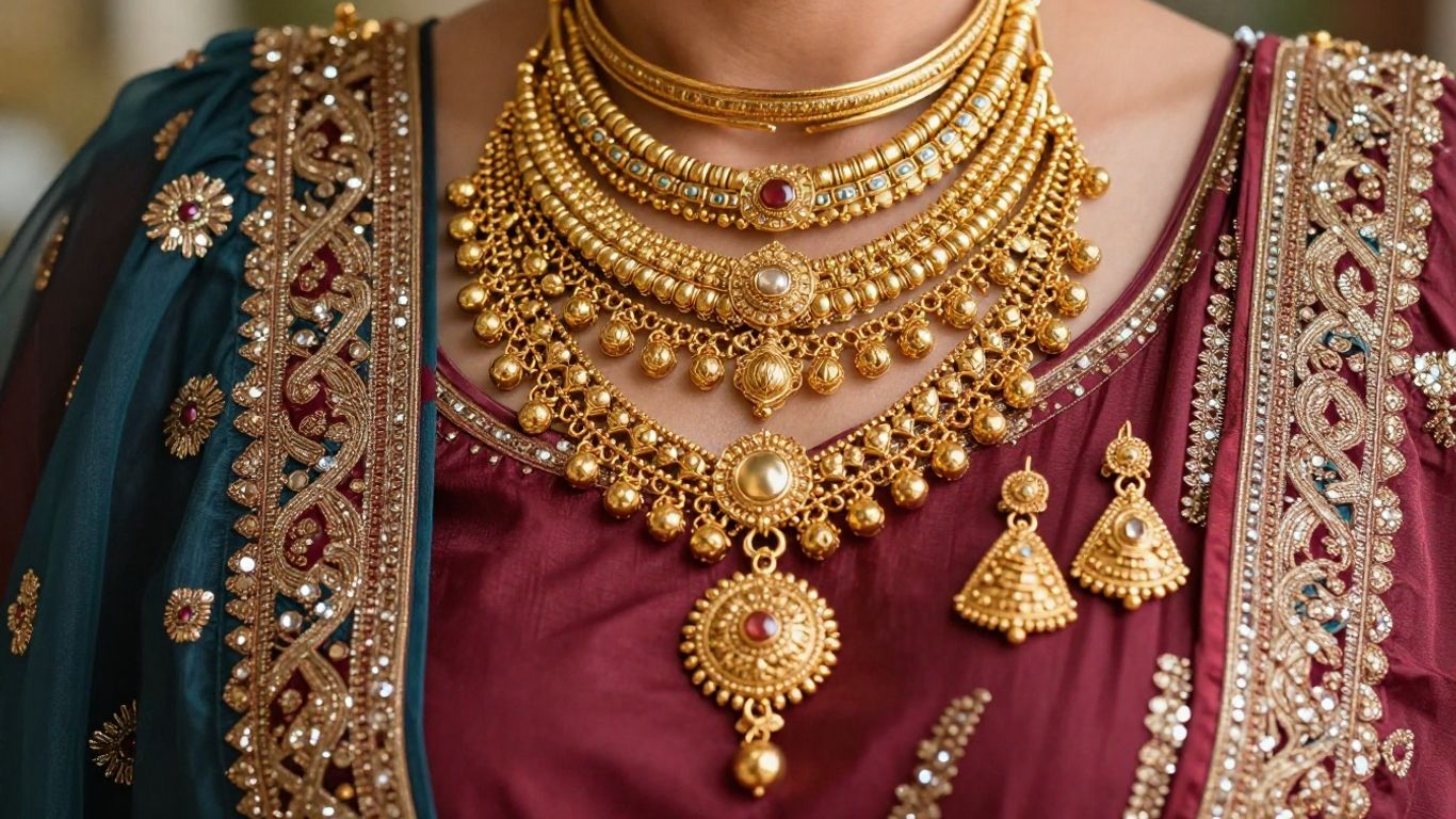 Gold jewellery styled with festive clothing