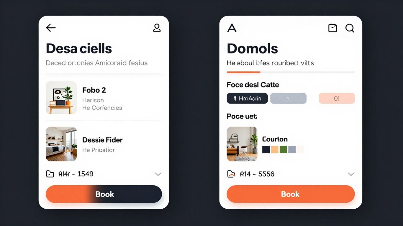 Airbnb listing pages with different designs for A/B testing.