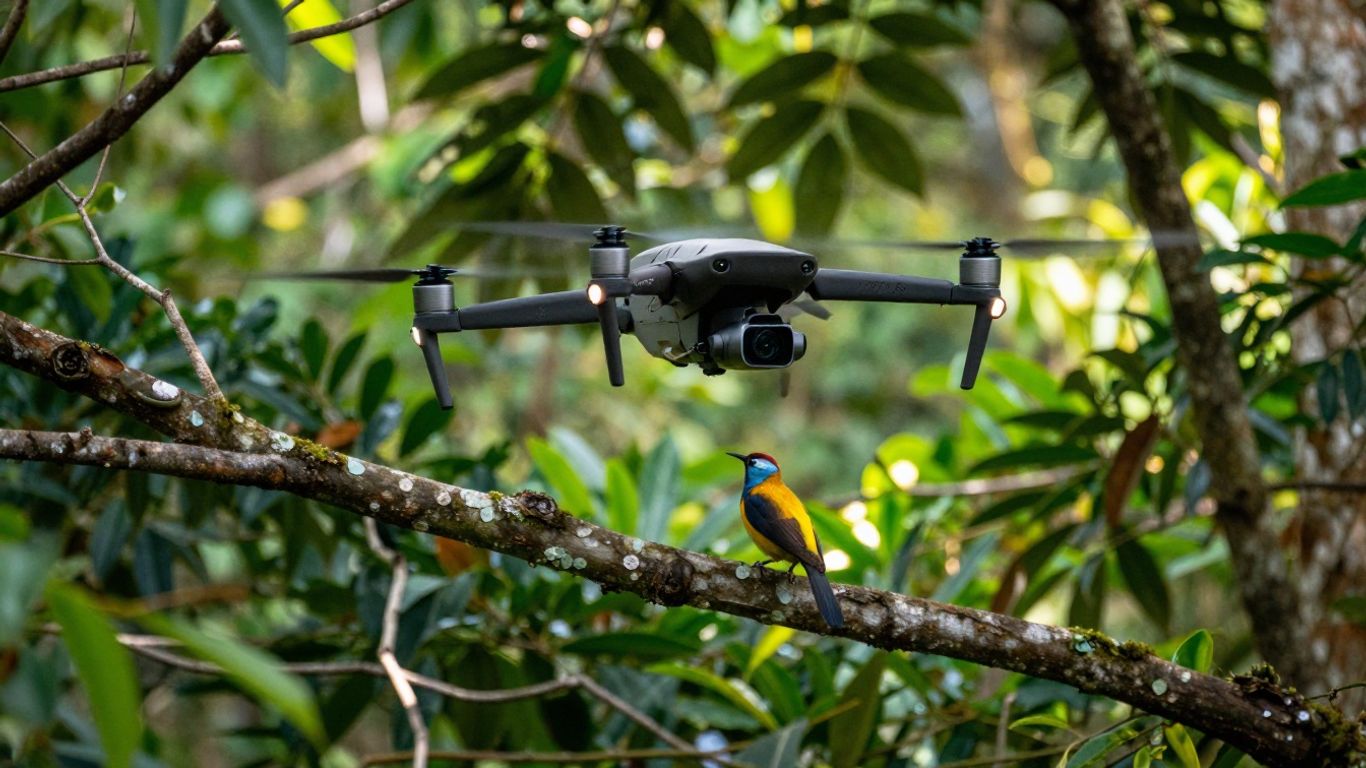 Drone photographing wildlife from above.