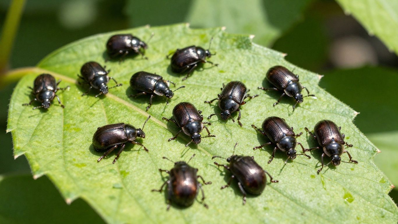 Kleine Käfer auf einem grünen Blatt