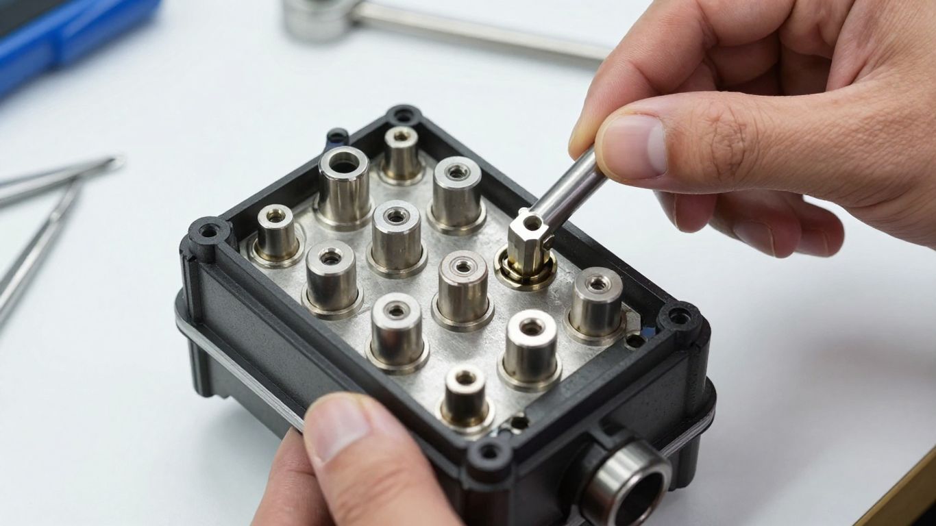 Professional mechanic inspecting shift solenoids