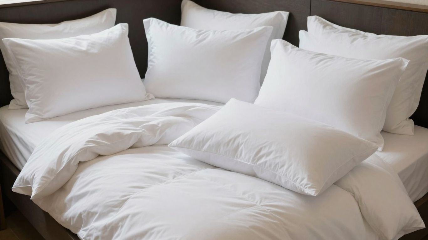 Cozy Airbnb bedding with comforter and sheets.