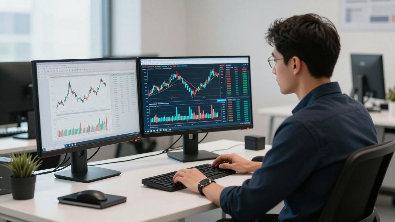 Professional trader analyzing market data