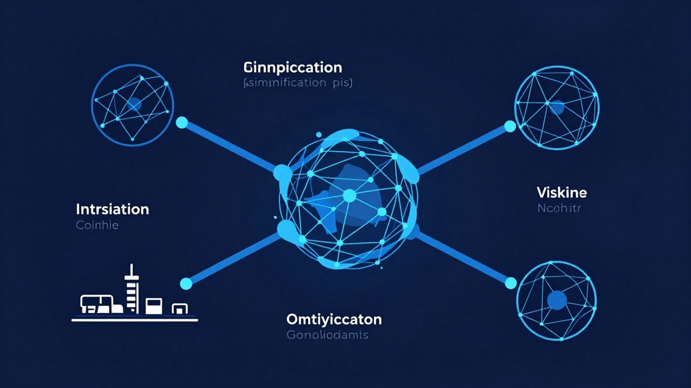 Technical illustration of network pathways and expansion.