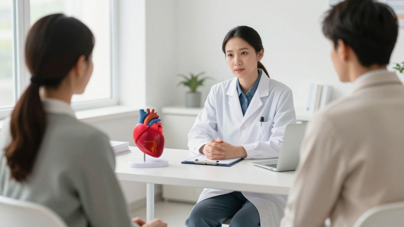 A doctor discussing heart care with patient
