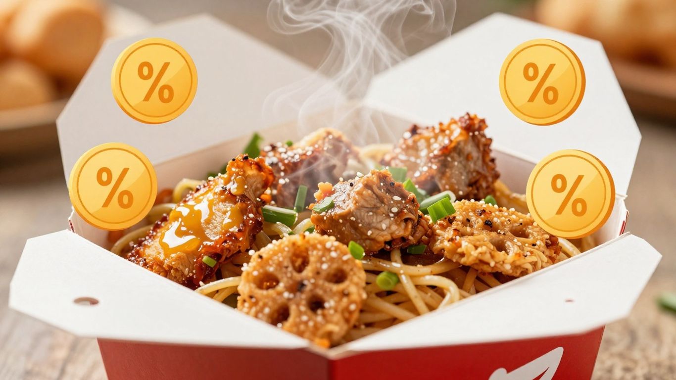 Deliveroo-maaltijdbezorgbesparingen met kortingssymbolen.