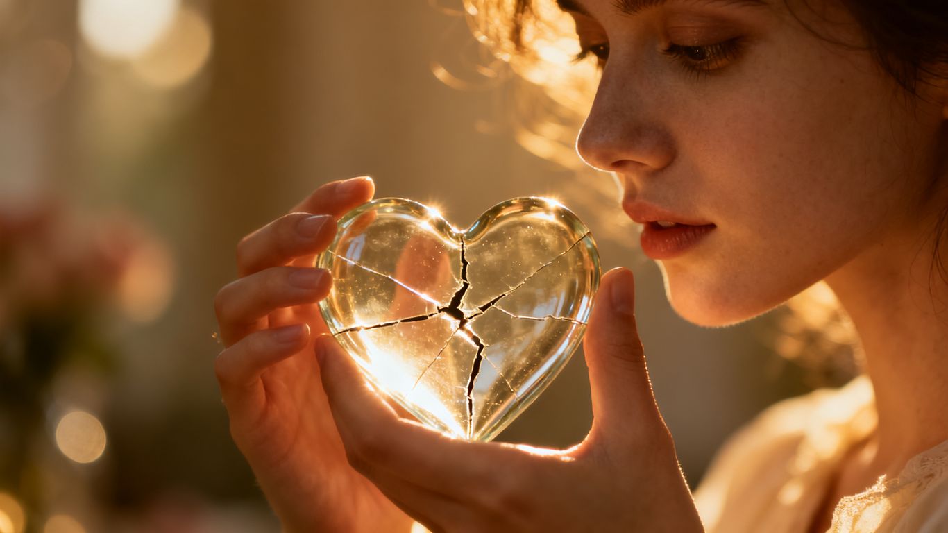 A guarded heart being held with care.