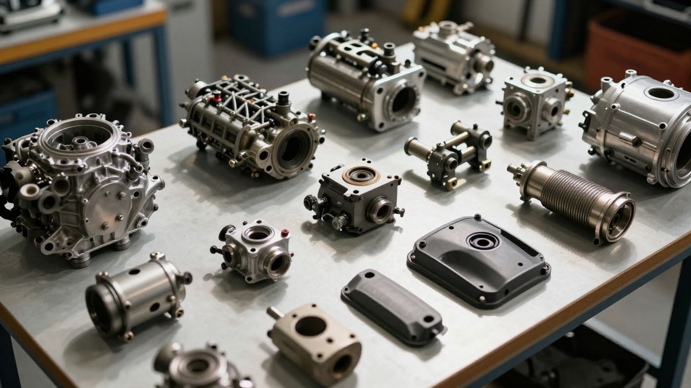Used Chery car parts laid out.