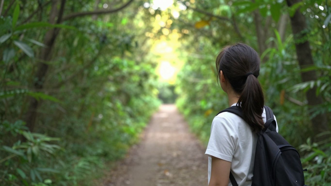 Person looking at a glowing digital path to success.