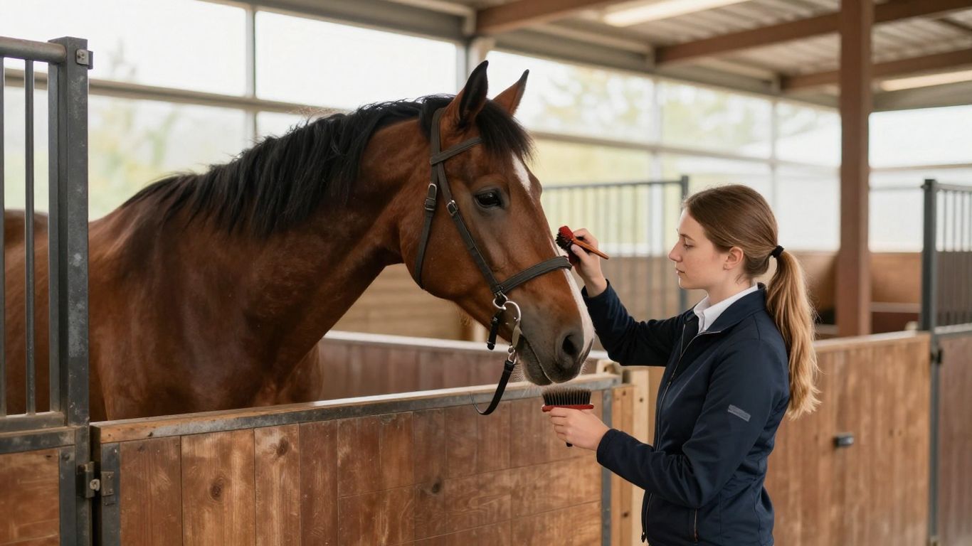 Cavalier testant des équipements sur un cheval