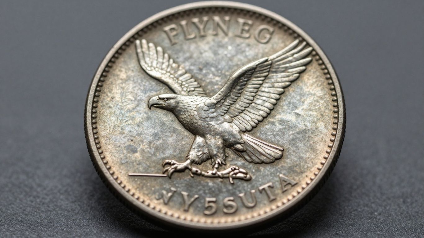 Flying Eagle cent coin with eagle in flight.