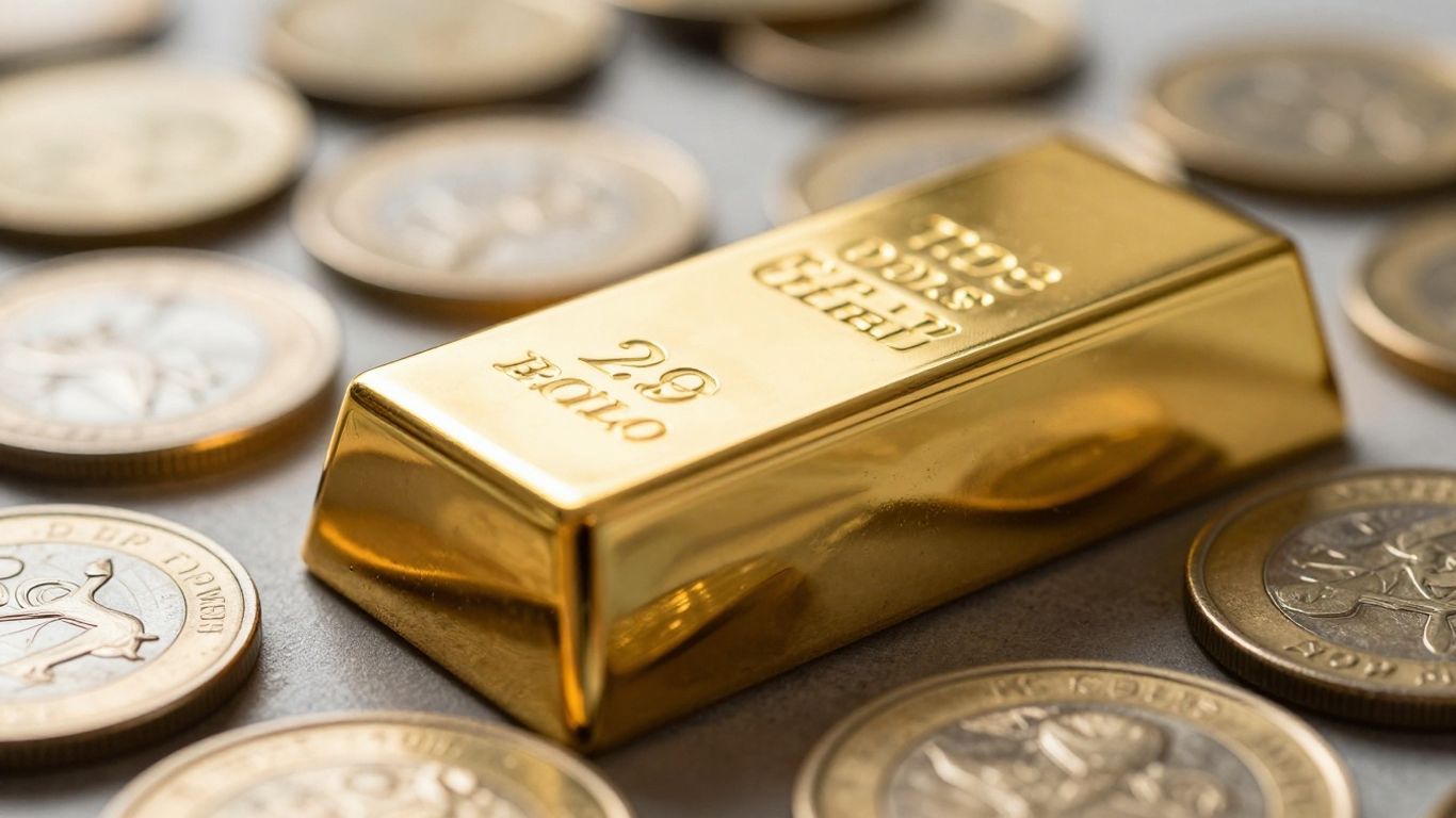 硬币上的金条象征着避险价值。