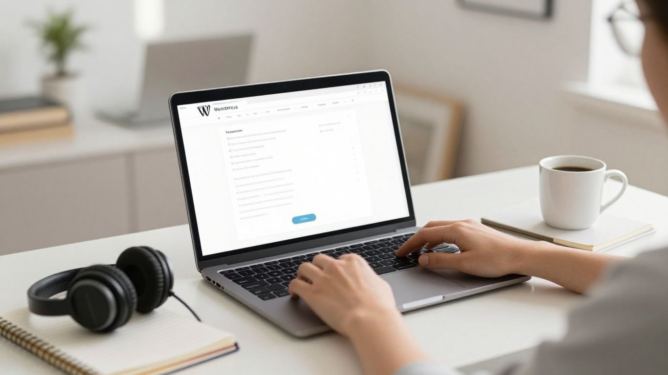 WordPress learner watching an offline tutorial